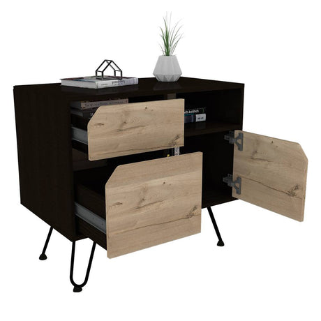 Arrimo Stamford Duna y Wengue 72 cm con Dos Cajones y Una Puerta - Bifes | Bylmo