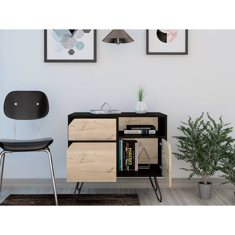 Arrimo Stamford Duna y Wengue 72 cm con Dos Cajones y Una Puerta - Bifes | Bylmo