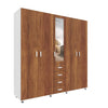 Closet Atlas Caramelo 200 cm con Espejo, Cinco Puertas y Cuatro Cajones
