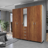 Closet Atlas Caramelo 200x200cm con Cuatro Cajones Cuatro Puertas y con Espejo - Closets | Bylmo