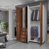 Closet Atlas Caramelo 200x200cm con Cuatro Cajones Cuatro Puertas y con Espejo - Closets | Bylmo