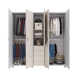 Closet Atlas Niebla 200 cm con Espejo, Cinco Puertas y Cuatro Cajones - Closets | Bylmo