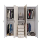 Closet Atlas Niebla 200 cm con Espejo, Cinco Puertas y Cuatro Cajones - Closets | Bylmo