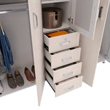 Closet Atlas Niebla 200 cm con Espejo, Cinco Puertas y Cuatro Cajones - Closets | Bylmo