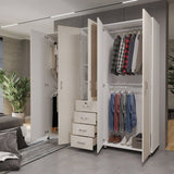 Closet Atlas Niebla 200 cm con Espejo, Cinco Puertas y Cuatro Cajones - Closets | Bylmo
