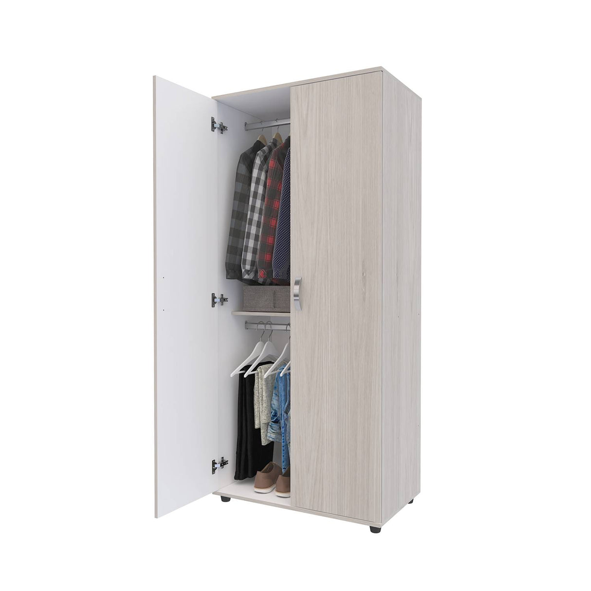 Closet Roman Ceniza 80x180cm con 1 Cajones con 2 Entrepaños - Closets | Bylmo