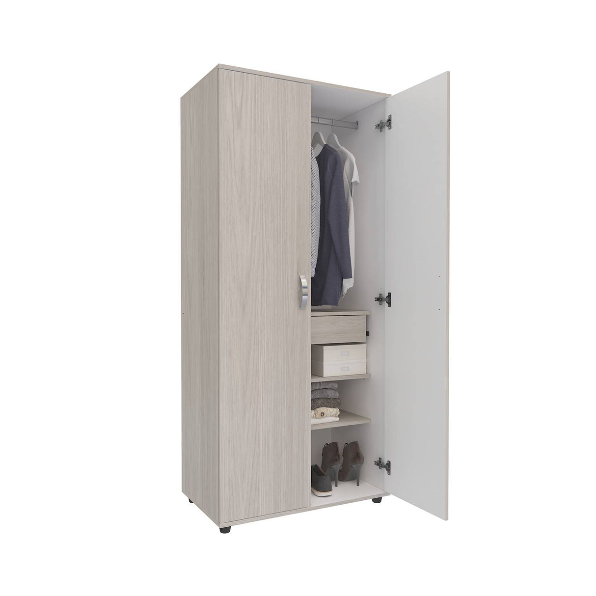 Closet Roman Ceniza 80x180cm con 1 Cajones con 2 Entrepaños - Closets | Bylmo