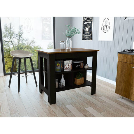 Mueble Auxiliar de Cocina Cala Wengue y Caramelo 103 cm con Entrepaños - Muebles Organizadores | Bylmo