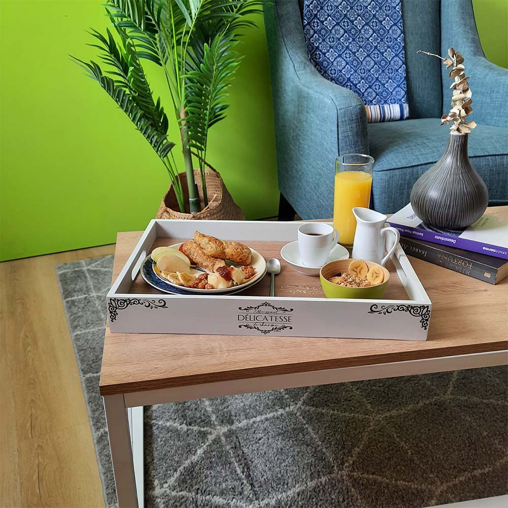 Bandeja de Servir Vintage 45x30cm BlancoCafe Madera Melamina - Comedores | Bylmo