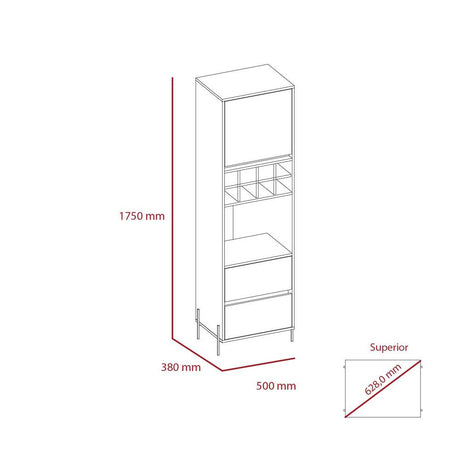 Bar Dallas Blanco y Gris 50 cm con Una Puerta y Dos Cajones - Bares | Bylmo
