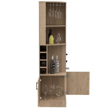 Bar Esquinero Esquinero Syrah Rovere 46.9x180.6cm con Un Cajón y con Ocho Portabotellas - Bares | Bylmo