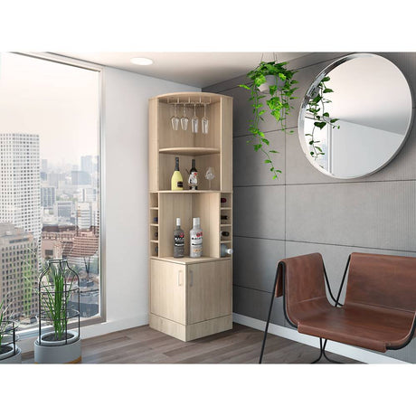 Bar Esquinero Esquinero Syrah Rovere 46.9x180.6cm con Un Cajón y con Ocho Portabotellas - Bares | Bylmo