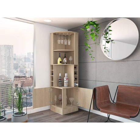Bar Esquinero Esquinero Syrah Rovere 46.9x180.6cm con Un Cajón y con Ocho Portabotellas - Bares | Bylmo