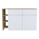 Barra de Cocina Bari Blanco 140x90cm con Cuatro Entrepaños y Ocho Compartimientos - Barras y Muebles Auxiliares | Bylmo