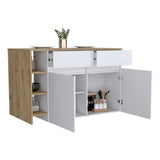 Barra de Cocina Bari Blanco 140x90cm con Cuatro Entrepaños y Ocho Compartimientos - Barras y Muebles Auxiliares | Bylmo