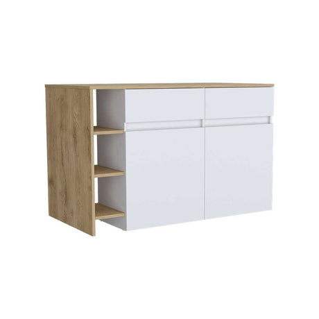 Barra de Cocina Bari Blanco 140x90cm con Cuatro Entrepaños y Ocho Compartimientos - Barras y Muebles Auxiliares | Bylmo