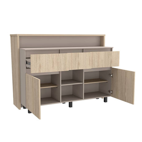 Barra de Cocina Kiara Rovere y Taupe 150 cm con Dos Puertas y Tres Cajones - Muebles Organizadores | Bylmo