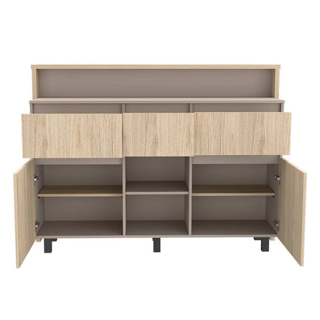 Barra de Cocina Kiara Rovere y Taupe 150 cm con Dos Puertas y Tres Cajones - Muebles Organizadores | Bylmo