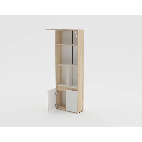 Biblioteca Allan Cafe Claro y Blanco 60 cm con Tres Puertas