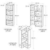 Biblioteca Rovere y Niebla 63x180.6cm Rectangular con Siete Compartimientos - Bibliotecas | Bylmo
