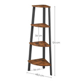 Biblioteca Kazan Café Rústico y Negro 34 cm Esquinera con Entrepaños - Bibliotecas y Estanterías | Bylmo