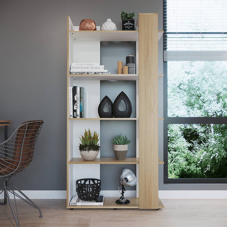 Biblioteca Quadratta Rovere 80.5x163cm con Cinco Compartimientos - Bibliotecas | Bylmo