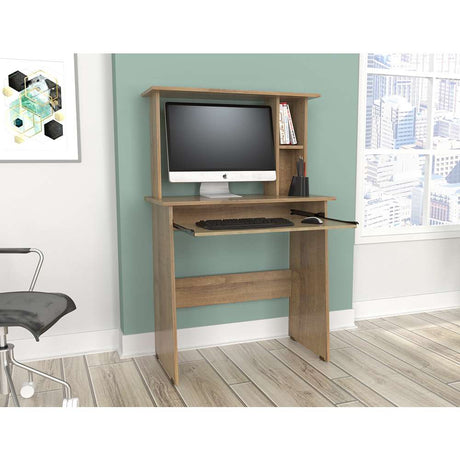 Centro de Computo Winsford Amaretto 80 cm con Biblioteca Superior - Oficina | Bylmo