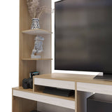 Centro de Entretenimiento Rovere y Niebla 181.5x184.7cm para TV Hasta 65 Pulgadas y con Siete Compartimientos - Muebles para TV | Bylmo