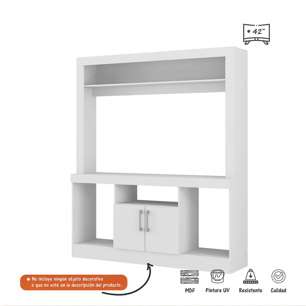 Centro de Entretenimiento Blanco 143 cm con Dos Puertas - Muebles para TV | Bylmo