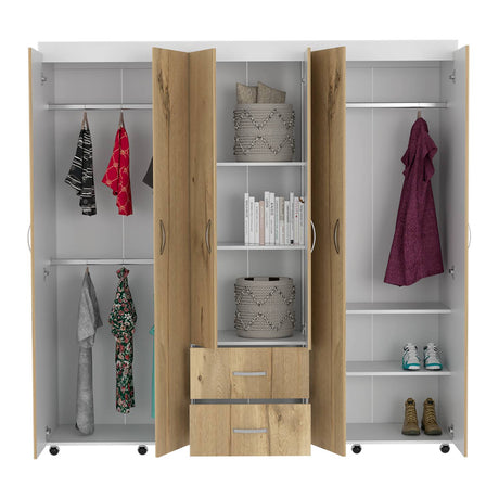 Closet Bariloche Duna 200 cm con Seis Puertas, Dos Cajones y Rodachinas - Closets | Bylmo