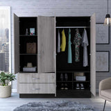 Closet Cidra Ceniza 160x180cm con 2 Cajones con 4 Entrepaños con Espejo - Closets | Bylmo
