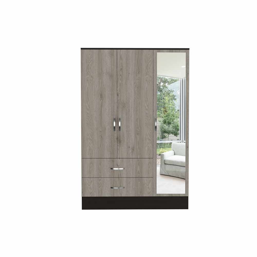 Closet Cidra Wengue 120x181cm con 2 Cajones con 3 Entrepaños con Espejo - Closets | Bylmo