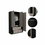 Closet Cidra Wengue 120x181cm con 2 Cajones con 3 Entrepaños con Espejo - Closets | Bylmo