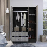 Closet Cidra Wengue 120x181cm con 2 Cajones con 3 Entrepaños con Espejo - Closets | Bylmo