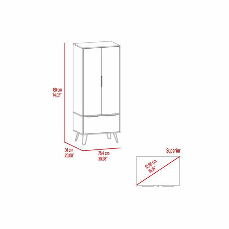Closet Clara Duna 76x188cm con 1 Cajones sin Entrepaños - Closets | Bylmo
