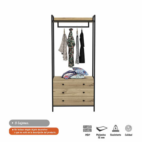 Closet Collect Duna 80x180cm con 3 Cajones sin Entrepaños - Closets | Bylmo