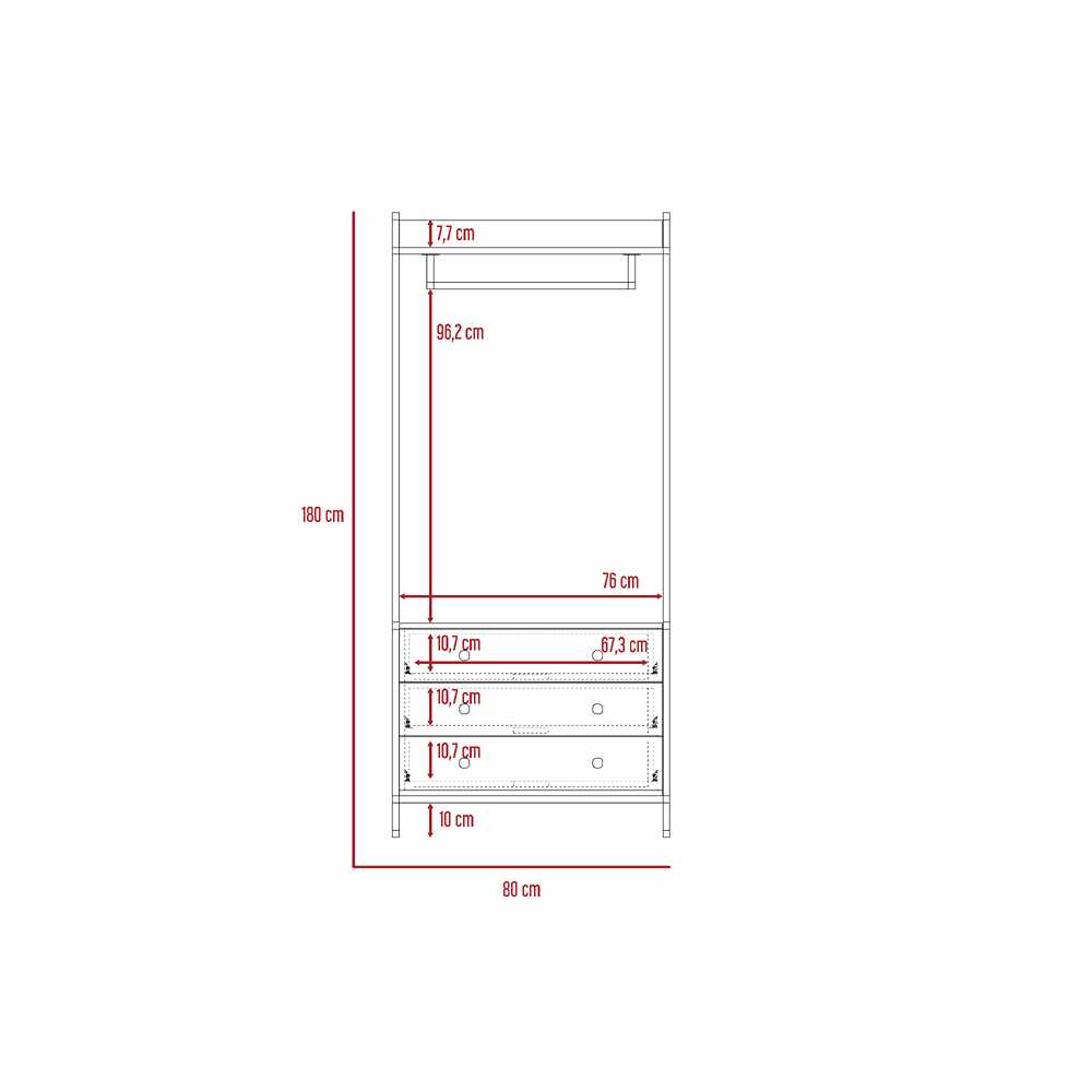 Closet Collect Duna 80x180cm con 3 Cajones sin Entrepaños - Closets | Bylmo