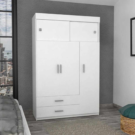 Closet Denver Blanco 120x188cm con 2 Cajones con 3 Entrepaños - Closets | Bylmo