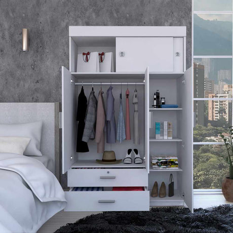 Closet Denver Blanco 120x188cm con 2 Cajones con 3 Entrepaños - Closets | Bylmo