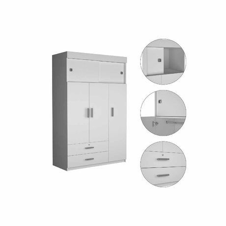 Closet Denver Blanco 120x188cm con 2 Cajones con 3 Entrepaños - Closets | Bylmo