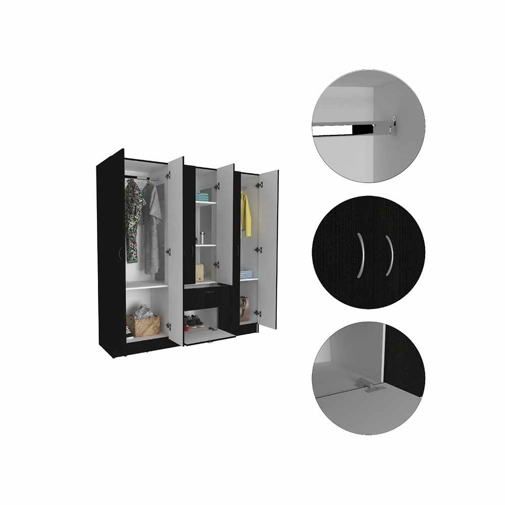 Closet Luna Wengue 162x171cm con 1 Cajones con 4 Entrepaños - Closets | Bylmo