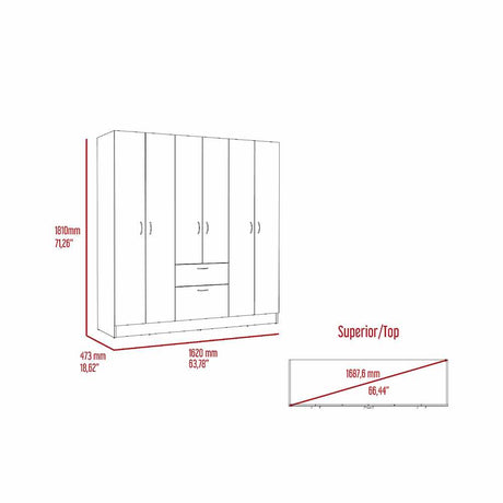 Closet Luna Wengue 162x171cm con 1 Cajones con 4 Entrepaños - Closets | Bylmo