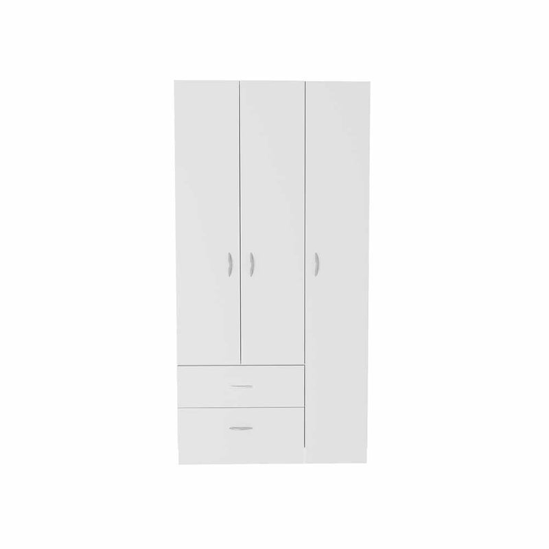 Closet Mistico Blanco 90 cm con Tres Puertas y Dos Cajones