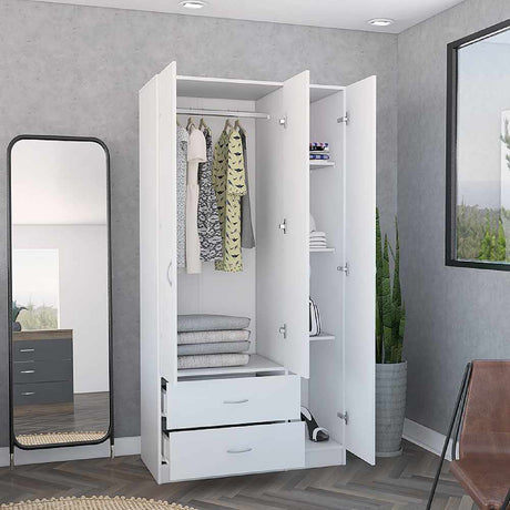 Closet Místico Blanco 90x180cm con 2 Cajones con 3 Entrepaños - Closets | Bylmo