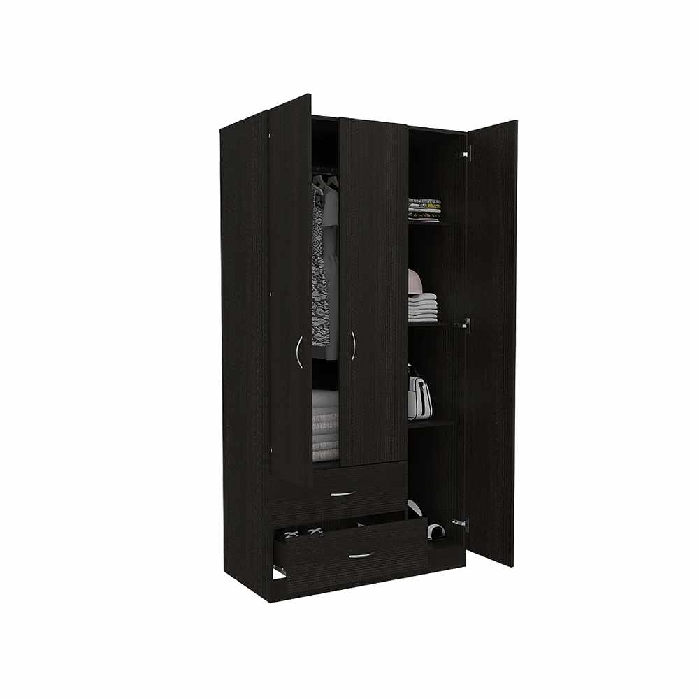 Closet Mistico Wengue 90 cm con Tres Puertas y Dos Cajones - Closets | Bylmo