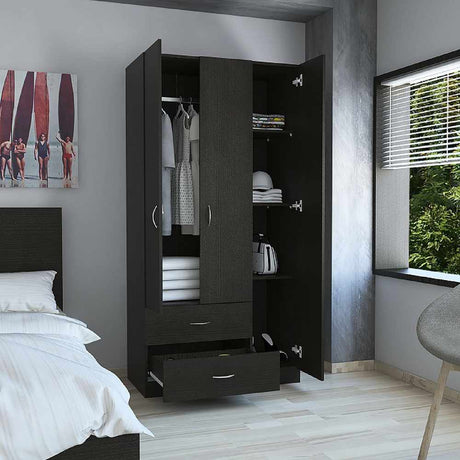 Closet Mistico Wengue 90 cm con Tres Puertas y Dos Cajones - Closets | Bylmo