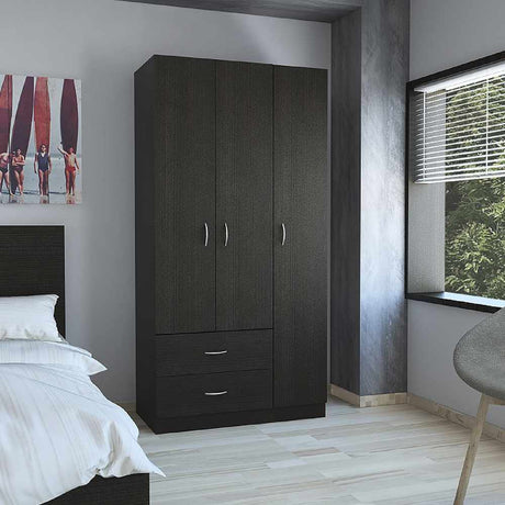 Closet Mistico Wengue 90 cm con Tres Puertas y Dos Cajones - Closets | Bylmo