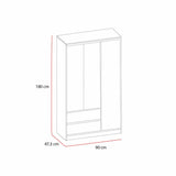 Closet Mistico Wengue 90 cm con Tres Puertas y Dos Cajones - Closets | Bylmo