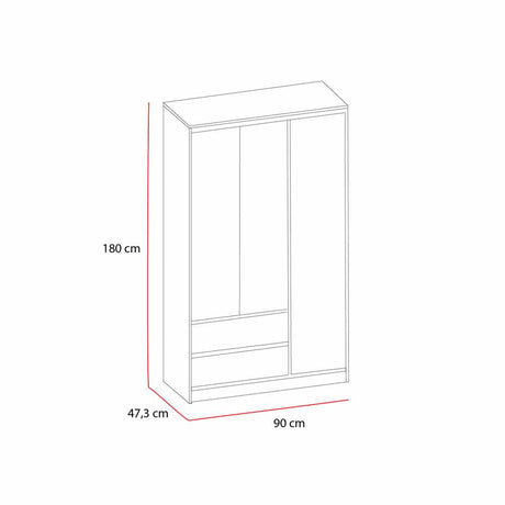 Closet Mistico Wengue 90 cm con Tres Puertas y Dos Cajones - Closets | Bylmo