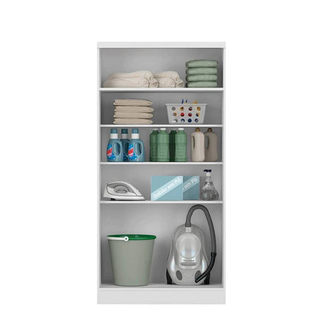 Mueble Auxiliar Blanco 76x155cm con Cuatro Entrepaños y Cinco Compartimientos - Muebles Organizadores | Bylmo